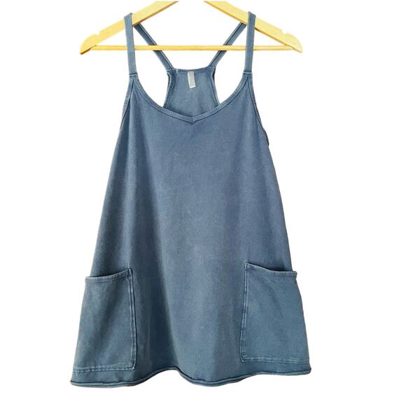 Free People Dresses & Skirts - Free People Movement Hot Shot Mini Dress Built In Shorts Blue Indigo Size XS